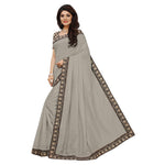Chanderi Cotton Kalamkari  Bordered Grey Saree With Kalamkari Blouse