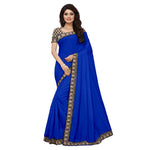 Chanderi Cotton Kalamkari  Bordered Blue Saree With Kalamkari Blouse