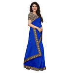 Chanderi Cotton Kalamkari  Bordered Blue Saree With Kalamkari Blouse