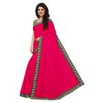 Chanderi Cotton Kalamkari  Bordered Pink Saree With Kalamkari Blouse