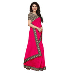 Chanderi Cotton Kalamkari  Bordered Pink Saree With Kalamkari Blouse