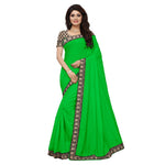 Chanderi Cotton Kalamkari  Bordered Green Saree With Kalamkari Blouse