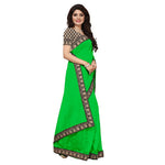 Chanderi Cotton Kalamkari  Bordered Green Saree With Kalamkari Blouse