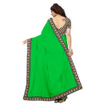 Chanderi Cotton Kalamkari  Bordered Green Saree With Kalamkari Blouse