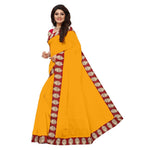 Chanderi Cotton Kalamkari  Bordered Yellow Saree With Kalamkari Blouse