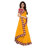 Chanderi Cotton Kalamkari  Bordered Yellow Saree With Kalamkari Blouse