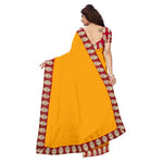 Chanderi Cotton Kalamkari  Bordered Yellow Saree With Kalamkari Blouse