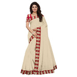 Chanderi Cotton Kalamkari  Bordered Cream Saree With Kalamkari Blouse