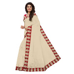 Chanderi Cotton Kalamkari  Bordered Cream Saree With Kalamkari Blouse