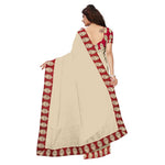 Chanderi Cotton Kalamkari  Bordered Cream Saree With Kalamkari Blouse
