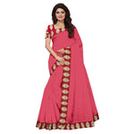 Chanderi Cotton Kalamkari  Bordered Pink Saree With Kalamkari Blouse