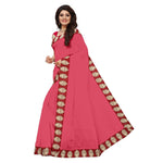 Chanderi Cotton Kalamkari  Bordered Pink Saree With Kalamkari Blouse