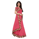 Chanderi Cotton Kalamkari  Bordered Pink Saree With Kalamkari Blouse