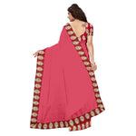 Chanderi Cotton Kalamkari  Bordered Pink Saree With Kalamkari Blouse
