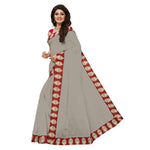 Chanderi Cotton Kalamkari  Bordered Grey Saree With Kalamkari Blouse