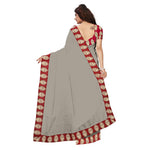 Chanderi Cotton Kalamkari  Bordered Grey Saree With Kalamkari Blouse