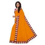 Chanderi Cotton Kalamkari  Bordered Yellow Saree With Kalamkari Blouse