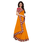 Chanderi Cotton Kalamkari  Bordered Yellow Saree With Kalamkari Blouse