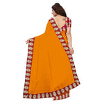Chanderi Cotton Kalamkari  Bordered Yellow Saree With Kalamkari Blouse
