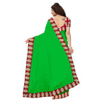 Chanderi Cotton Kalamkari  Bordered Green Saree With Kalamkari Blouse