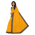 Chanderi Cotton Kalamkari  Bordered Yellow Saree With Kalamkari Blouse