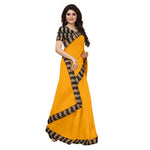 Chanderi Cotton Kalamkari  Bordered Yellow Saree With Kalamkari Blouse