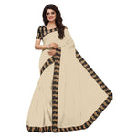 Chanderi Cotton Kalamkari  Bordered Cream Saree With Kalamkari Blouse