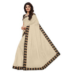 Chanderi Cotton Kalamkari  Bordered Cream Saree With Kalamkari Blouse