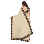 Chanderi Cotton Kalamkari  Bordered Cream Saree With Kalamkari Blouse