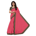 Chanderi Cotton Kalamkari  Bordered Pink Saree With Kalamkari Blouse