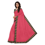 Chanderi Cotton Kalamkari  Bordered Pink Saree With Kalamkari Blouse