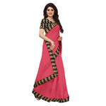 Chanderi Cotton Kalamkari  Bordered Pink Saree With Kalamkari Blouse