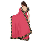 Chanderi Cotton Kalamkari  Bordered Pink Saree With Kalamkari Blouse