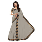 Chanderi Cotton Kalamkari  Bordered Grey Saree With Kalamkari Blouse