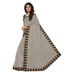 Chanderi Cotton Kalamkari  Bordered Grey Saree With Kalamkari Blouse