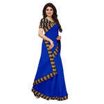 Chanderi Cotton Kalamkari  Bordered Blue Saree With Kalamkari Blouse