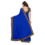 Chanderi Cotton Kalamkari  Bordered Blue Saree With Kalamkari Blouse