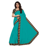 Chanderi Cotton Kalamkari  Bordered Rama Saree With Kalamkari Blouse