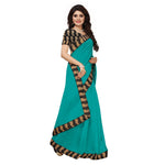 Chanderi Cotton Kalamkari  Bordered Rama Saree With Kalamkari Blouse