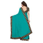 Chanderi Cotton Kalamkari  Bordered Rama Saree With Kalamkari Blouse