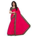 Chanderi Cotton Kalamkari  Bordered Pink Saree With Kalamkari Blouse