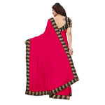 Chanderi Cotton Kalamkari  Bordered Pink Saree With Kalamkari Blouse