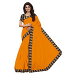 Chanderi Cotton Kalamkari  Bordered Yellow Saree With Kalamkari Blouse