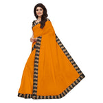 Chanderi Cotton Kalamkari  Bordered Yellow Saree With Kalamkari Blouse