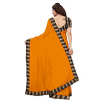 Chanderi Cotton Kalamkari  Bordered Yellow Saree With Kalamkari Blouse