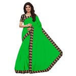 Chanderi Cotton Kalamkari  Bordered Green Saree With Kalamkari Blouse