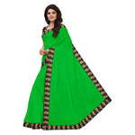 Chanderi Cotton Kalamkari  Bordered Green Saree With Kalamkari Blouse