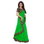 Chanderi Cotton Kalamkari  Bordered Green Saree With Kalamkari Blouse