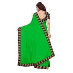 Chanderi Cotton Kalamkari  Bordered Green Saree With Kalamkari Blouse