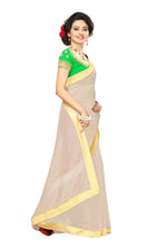 Chanderi Cotton Kalamkari  Bordered  White Saree With Kalamkari Blouse